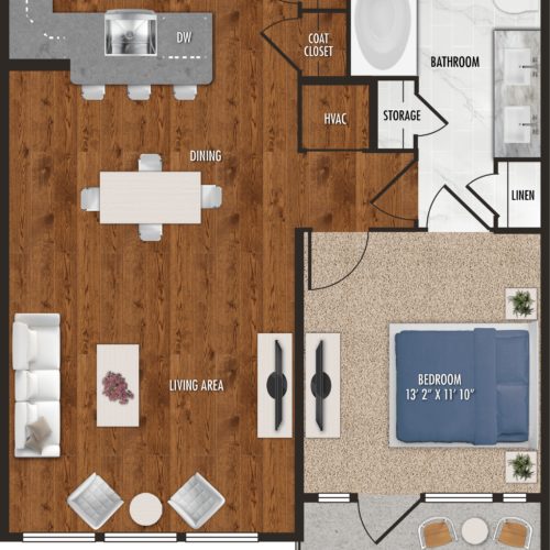 Stunning 1 bed/1 bath – The A8
